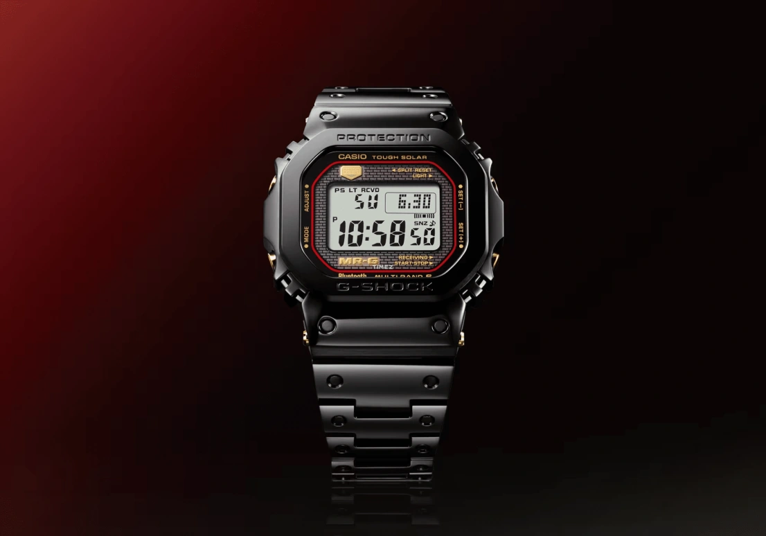 Casio,MR-G 49.40x43.20mm,49.40x43.20mm,Titanium,Grey,Quartz,Countdown,Chronograph,Month,Date,Sapphire,Crystal Glass,Square,MRGB5000B,MRGB5000B-1