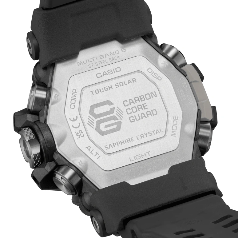 Casio,Mudmaster 54.40mm,54.40mm,Resin,Forged Carbon,Stainless Steel,Black,Quartz,Countdown,Chronograph,Month,Date,Sapphire,Round,GWG2000CR,GWG2000CR-1A