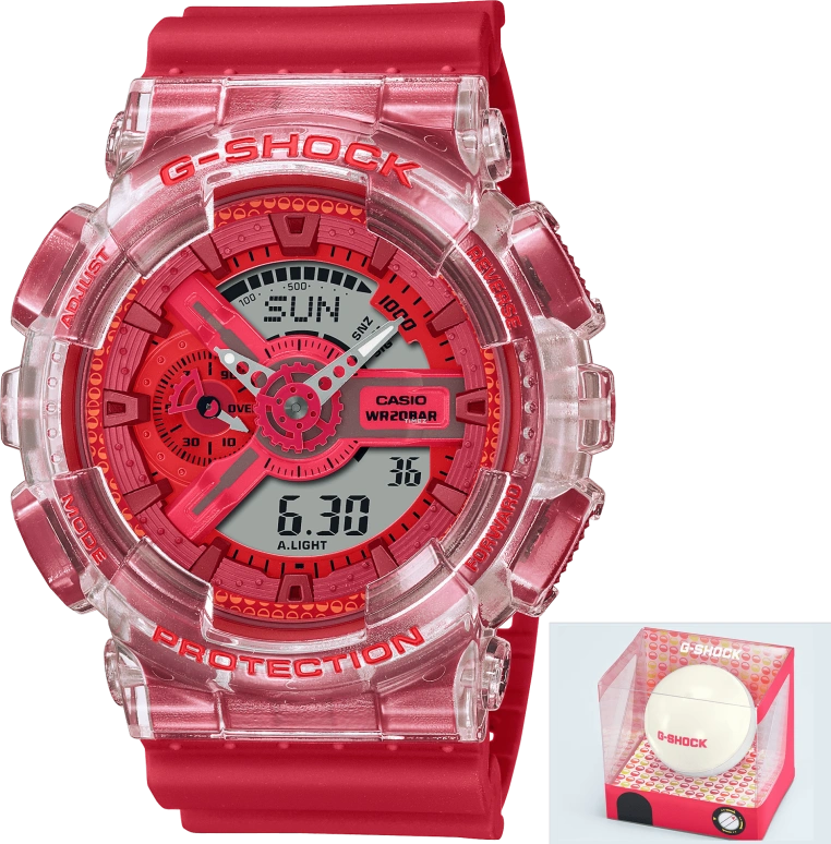 Casio,G-Shock GA-110 51.20mm,51.20mm,Resin,Red,Quartz,Countdown,Chronograph,Month,Date,Hardlex,Round,GA110GL,GA110GL-4A