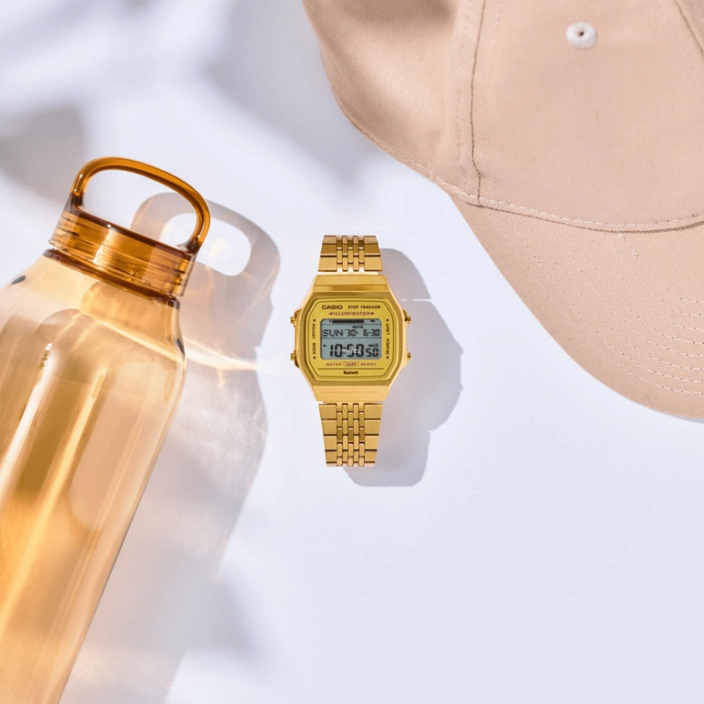 Casio,VINTAGE 41.60x37.90mm,41.60x37.90mm,Resin,Gold,Quartz,Chronograph,Month,Date,Day,Plexi,Square,ABL100WEG,ABL100WEG-9AVT
