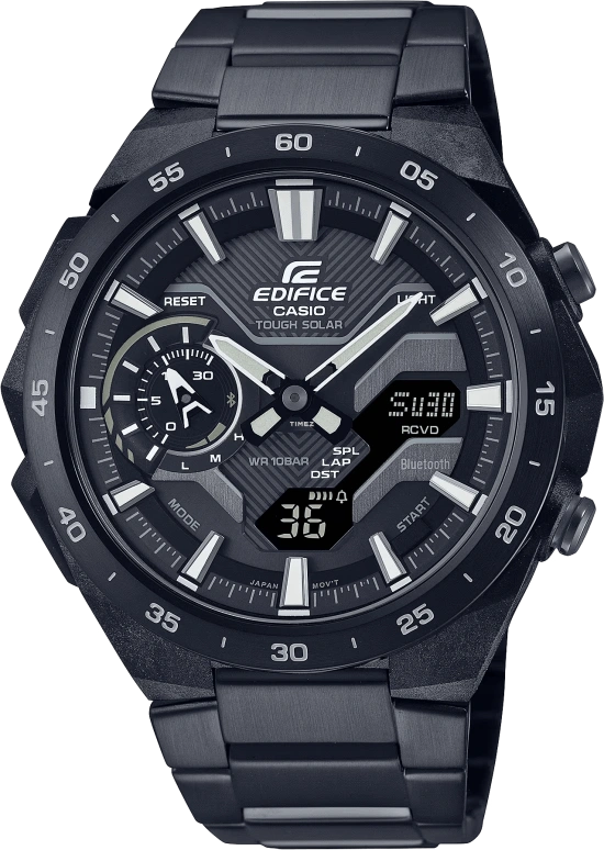 Casio,EDIFICE 47.60x48.20mm,47.60x48.20mm,Carbon,Stainless Steel,Black,Quartz,Countdown,Chronograph,Date,Day,Hardlex,Round,ECB2200DC,ECB2200DC-1A