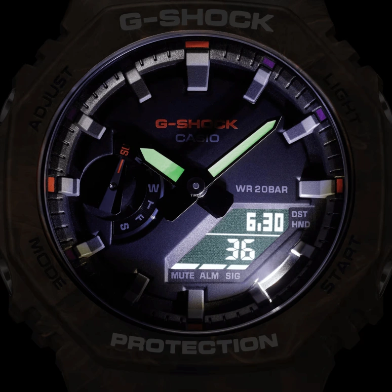 Casio,G-SHOCK 48.50x45.40mm,48.50x45.40mm,Carbon,Resin,Black,Quartz,Countdown,Chronograph,Month,Date,Hardlex,Octagon,GA2100FR,GA2100FR-5A