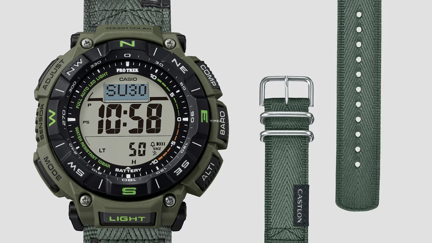 Casio,PROTREK 54.70x51.70mm,54.70x51.70mm,Resin,Bio-sourced,Black,Grey,Quartz,Countdown,Chronograph,Month,Date,Hardlex,Round,PRG340B,PRG340B-3