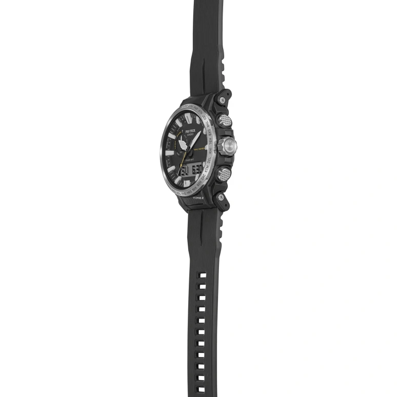 Casio,PROTREK 54.20x47.40mm,54.20x47.40mm,Resin,Stainless Steel,Black,Quartz,Countdown,Chronograph,Month,Date,Hardlex,Round,PRW61,PRW61-1A