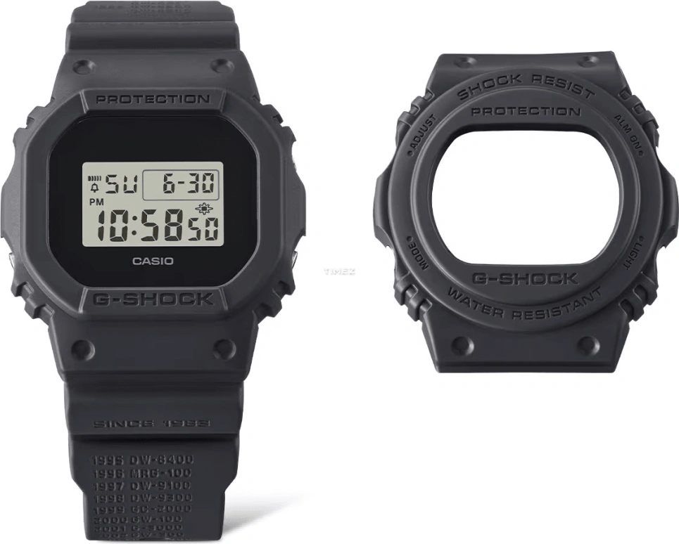 Casio,G-SHOCK 48.90x43.80mm,48.90x43.80mm,Bio-sourced,Resin,Black,Quartz,Countdown,Chronograph,Month,Date,Hardlex,Square,DWE5657RE,DWE5657RE-1