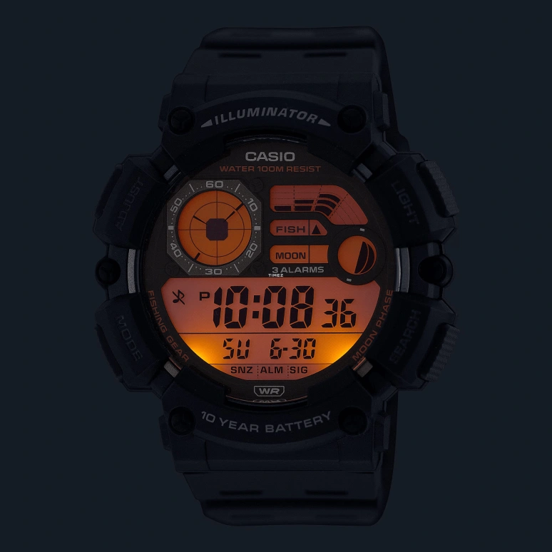 Casio,DIGITAL 54.50x50.10mm,54.50x50.10mm,Resin,Black,Grey,Quartz,Countdown,Chronograph,Moonphase,Month,Plexi,Round,WS1500H,WS1500H-1AV