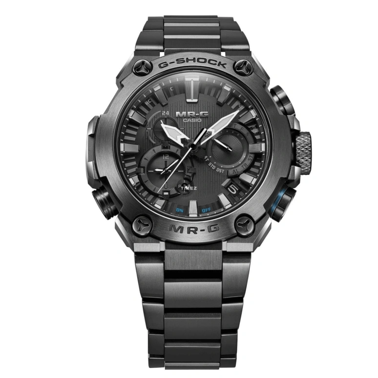 Casio,MR-G 54.70x49.80mm,54.70x49.80mm,Titanium,Black,Automatic,Countdown,Chronograph,Month,Date,Sapphire,Crystal Glass,Round,MRGB2000B,MRGB2000B-1A1