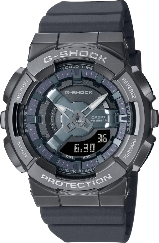 Casio,G-SHOCK 46x42mm,46x42mm,Resin,Stainless Steel,Grey,Quartz,Countdown,Chronograph,Month,Date,Hardlex,Round,GMS110B,GMS110B-8A
