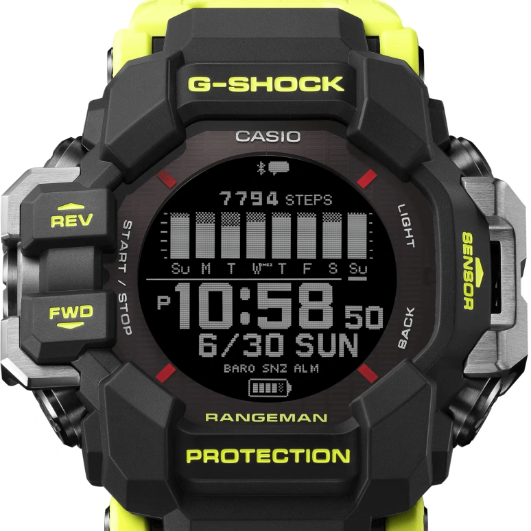 Casio,MASTER OF G - LAND 60.60x53.20mm,60.60x53.20mm,Resin,Bio-sourced,Black,Quartz,Chronograph,Moonphase,Month,Date,Hardlex,Glass,Octagon,GPRH1000RY,GPRH1000RY-1A