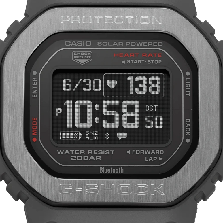 Casio,G-SHOCK 51.10x44.50mm,51.10x44.50mm,Bio-sourced,Black,Quartz,Chronograph,Moonphase,Month,Date,Hardlex,Square,DW,DW-H5600MB-8