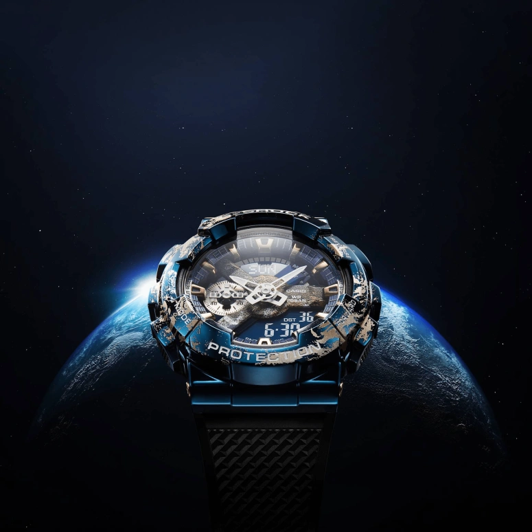 Casio,G-STEEL 48.80mm,48.80mm,Resin,Multi-Color,Quartz,Countdown,Chronograph,Month,Date,Hardlex,Round,GM110EARTH,GM110EARTH-1