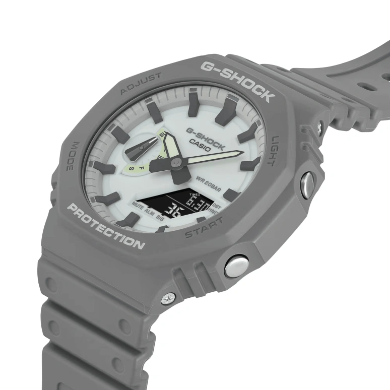 Casio,G-SHOCK 48.50x45.40mm,48.50x45.40mm,Carbon,Bio-sourced,Resin,White,Quartz,Countdown,Chronograph,Month,Date,Hardlex,Octagon,GA2100HD,GA2100HD-8A