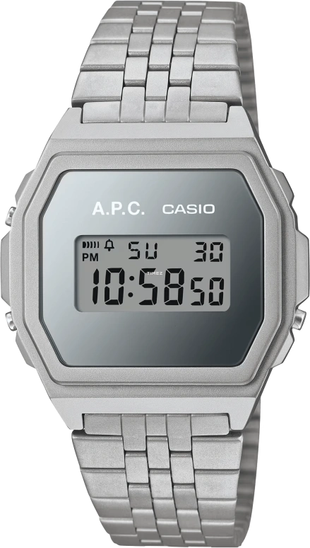 Casio,VINTAGE 39.60x38mm,39.60x38mm,Stainless Steel,Silver,Quartz,Chronograph,Date,Day,Hour Strike,Hardlex,Square,A1000ACD,A1000ACD-7