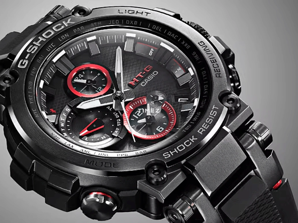 Casio,MTG 55.80x51.70mm,55.80x51.70mm,Resin,Black,Quartz,Countdown,Chronograph,Date,Day,Sapphire,Crystal Glass,Round,MTGB1000B,MTGB1000B-1A