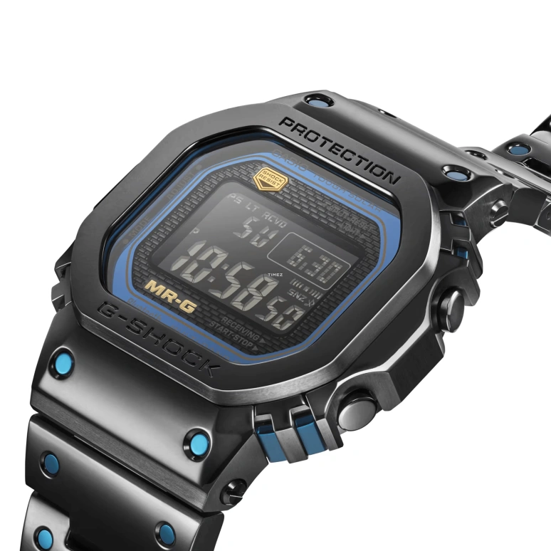Casio,MR-G 49.40x43.20mm,49.40x43.20mm,Titanium,Cobalt Alloy,Black,Blue,Quartz,Countdown,Chronograph,Month,Date,Sapphire,Crystal Glass,Square,MRGB5000BA,MRGB5000BA-1