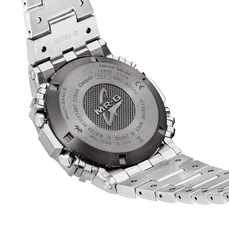 Casio,MR-G 49.40x43.20mm,49.40x43.20mm,Titanium,Grey,Quartz,Countdown,Chronograph,Month,Date,Sapphire,Crystal Glass,Square,MRGB5000D,MRGB5000D-1