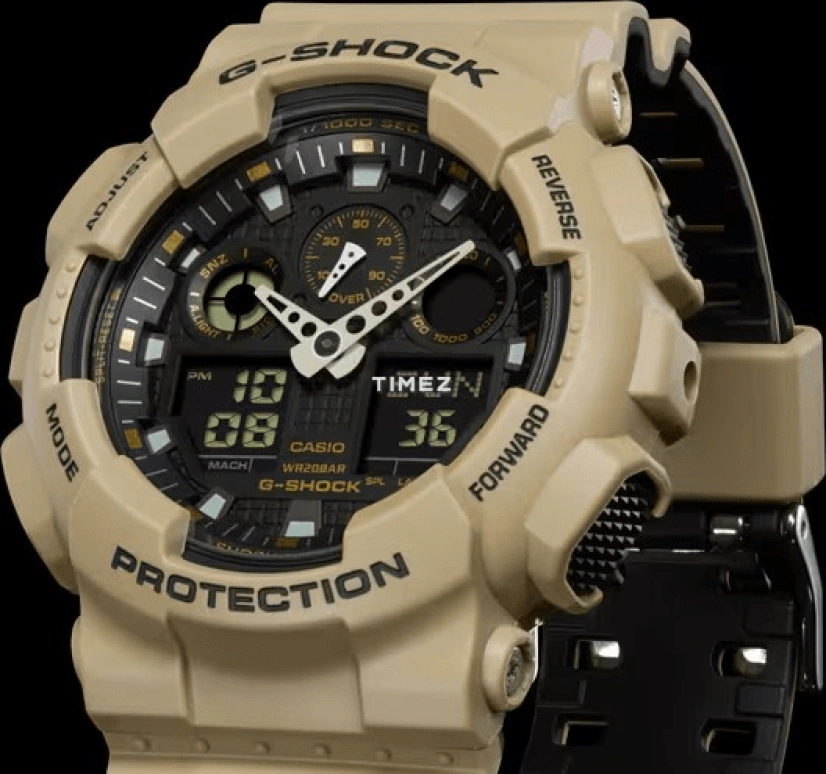 Casio,G-SHOCK 51.20mm,51.20mm,Resin,Black,Quartz,Countdown,Chronograph,Month,Date,Hardlex,Round,GA100L,GA100L-8A