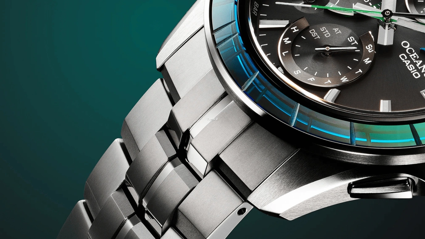 Casio,OCEANUS 47.50x42.80mm,47.50x42.80mm,Titanium,Black,Quartz,Countdown,Chronograph,Date,Day,Sapphire,Crystal Glass,Round,OCWS7000SG1A