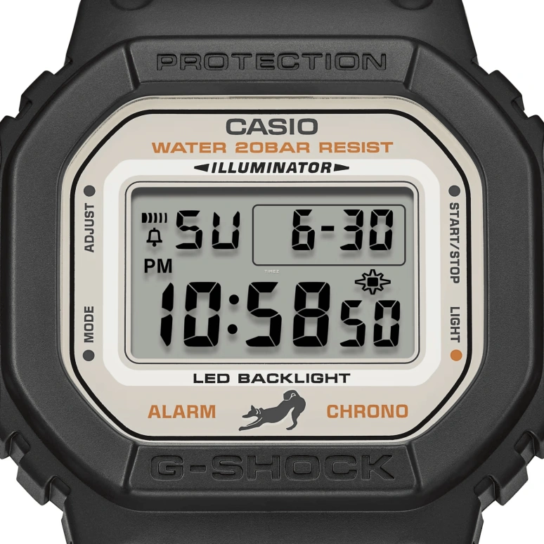 Casio,5600 48.90x42.80mm,48.90x42.80mm,Resin,Bio-sourced,Cream,Quartz,Countdown,Chronograph,Month,Date,Hardlex,Square,DW5600SHB,DW5600SHB-1