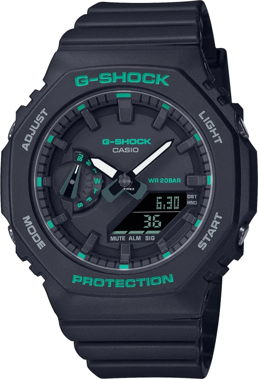 Casio,G-SHOCK 46.20x42.90mm,46.20x42.90mm,Carbon,Black,Quartz,Countdown,Chronograph,Month,Date,Hardlex,Octagon,GMAS2100GA,GMAS2100GA-1A