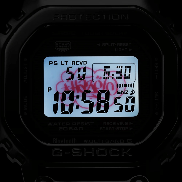 Casio,G-SHOCK 49.30x43.20mm,49.30x43.20mm,Stainless Steel,Grey,Quartz,Countdown,Chronograph,Perpetual Calendar,Month,Hardlex,Square,GMW,GMW-B5000EH-1