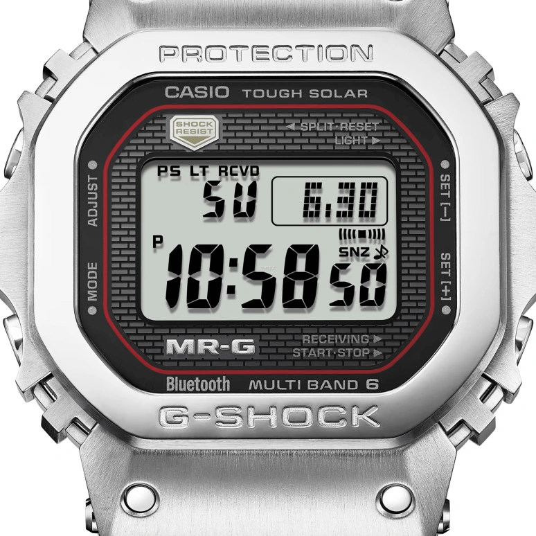 Casio,MR-G 49.40x43.20mm,49.40x43.20mm,Titanium,Grey,Quartz,Countdown,Chronograph,Month,Date,Sapphire,Crystal Glass,Square,MRGB5000D,MRGB5000D-1
