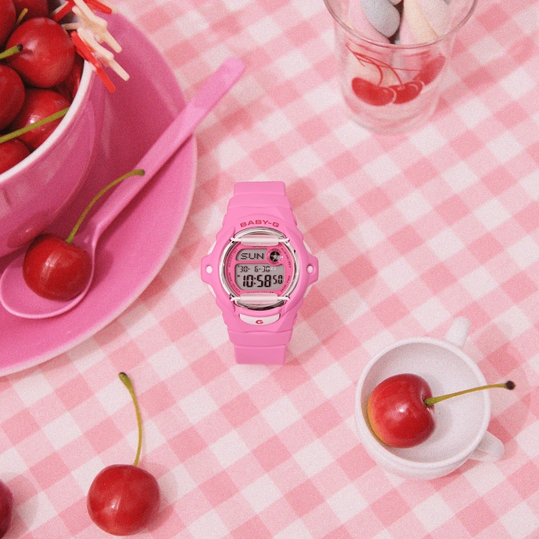 Casio,BG-169 45.90x42.60mm,45.90x42.60mm,Resin,Pink,Quartz,Countdown,Chronograph,Month,Date,Hardlex,Glass,Round,BG169CH,BG169CH-4