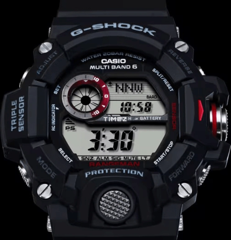Casio,MASTER OF G - LAND 53.50mm,53.50mm,Resin,Black,Grey,Quartz,Countdown,Chronograph,Month,Date,Hardlex,Round,GW9400,GW9400-1