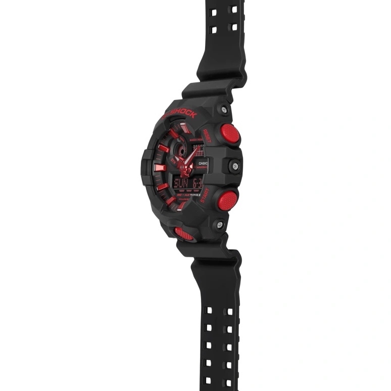 Casio,G-SHOCK 53.40mm,53.40mm,Resin,Black,Red,Quartz,Countdown,Chronograph,Month,Date,Hardlex,Round,GA700BNR,GA700BNR-1A