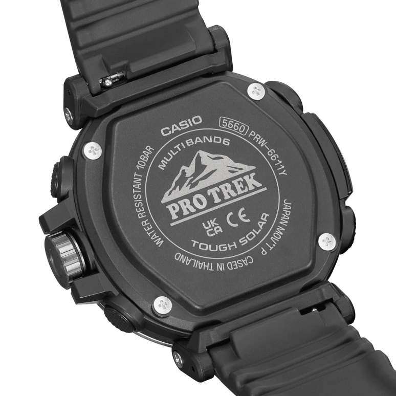Casio,PROTREK 51.60x51.50mm,51.60x51.50mm,Stainless Steel,Black,Quartz,Countdown,Chronograph,Month,Date,Hardlex,Round,PRW6611Y,PRW6611Y-1