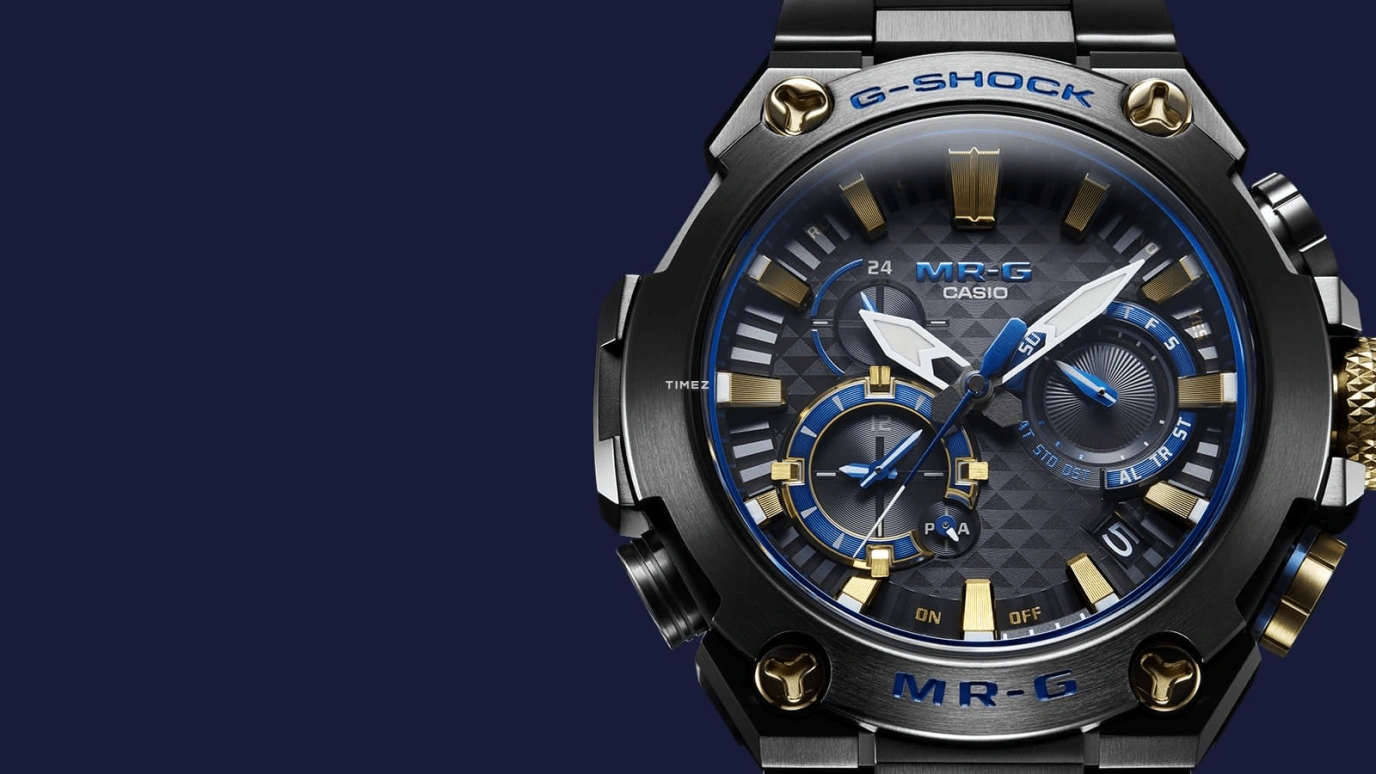 Casio,MR-G 54.70x49.80mm,54.70x49.80mm,Titanium,Black,Quartz,Countdown,Chronograph,Month,Date,Sapphire,Crystal Glass,Round,MRGB2000R,MRGB2000R-1A