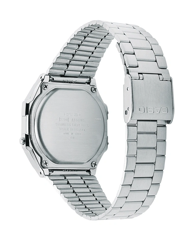 Casio,VINTAGE 38.60x36.30mm,38.60x36.30mm,Resin,Black,Quartz,Chronograph,Date,Day,Hour Strike,Hardlex,Cushion,A168WEM,A168WEM-1VT