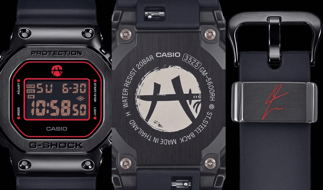 Casio,G-SHOCK 49.60x43.20mm,49.60x43.20mm,Resin,Stainless Steel,Dual,Black,Red,Quartz,Countdown,Chronograph,Month,Date,Hardlex,Square,GM5600RH,GM5600RH-1