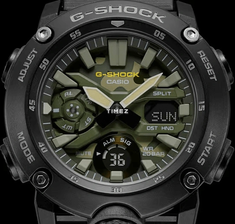 Casio,G-SHOCK 47mm,47mm,Carbon,Resin,Multi-Color,Quartz,Countdown,Chronograph,Month,Date,Hardlex,Round,GA2000SU,GA2000SU-1A