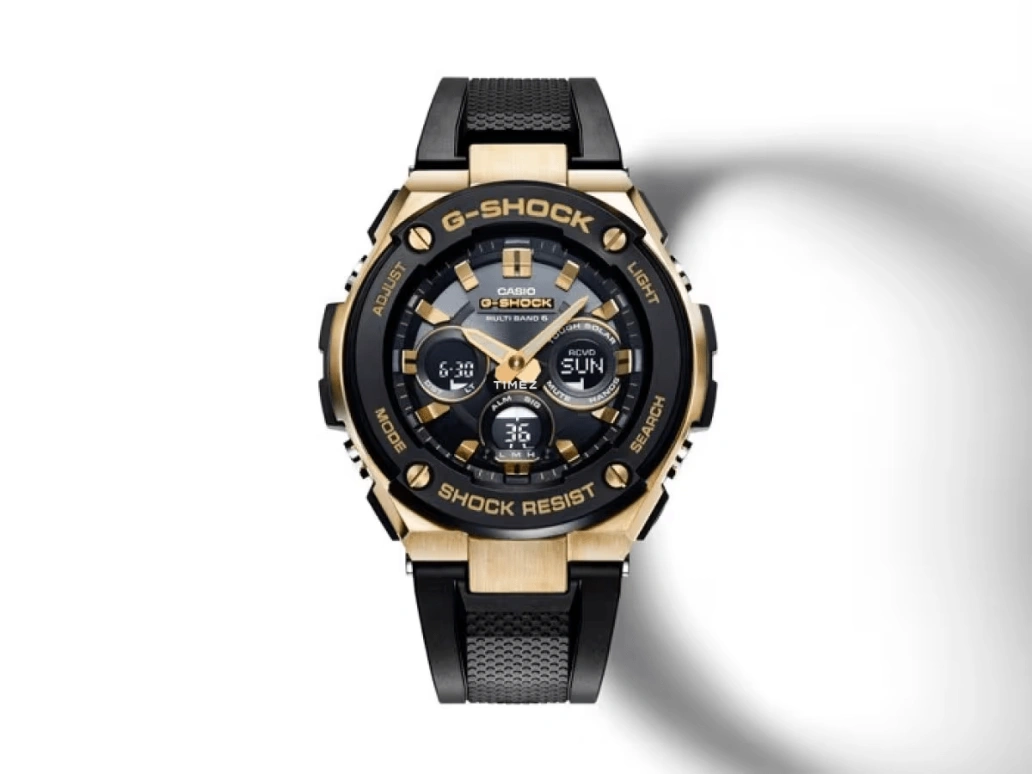Casio,G-STEEL 55.90x49.30mm,55.90x49.30mm,Resin,Stainless Steel,Black,Quartz,Countdown,Chronograph,Day,Power Reserve Indicator,Glass,Round,GST,GST-W300G-1A9