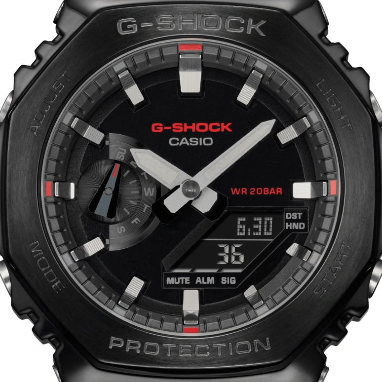 Casio,G-STEEL 44.40mm,44.40mm,Resin,Stainless Steel,Black,Quartz,Countdown,Chronograph,Month,Date,Hardlex,Round,GM2100CB,GM2100CB-1A