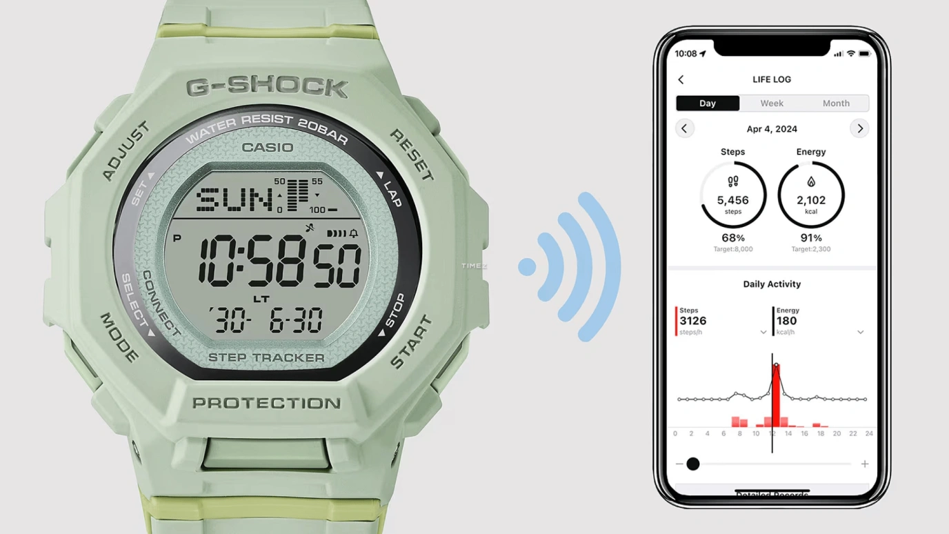 Casio,G-SHOCK 43.80mm,43.80mm,Bio-sourced,Resin,Green,Quartz,Countdown,Chronograph,Annual Calendar,Month,Hardlex,Octagon,GMDB300,GMDB300-3