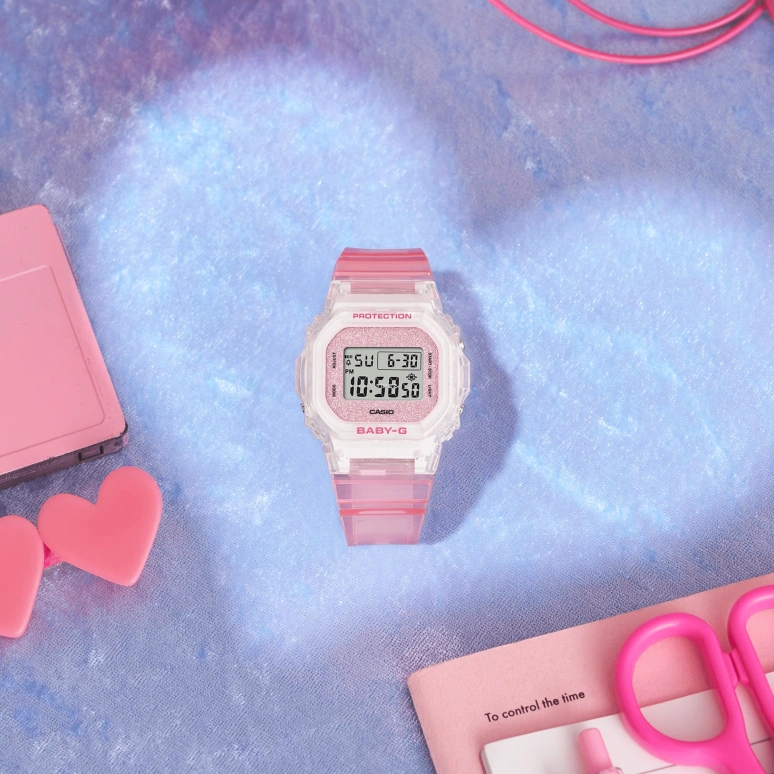 Casio,BGD-565 42.10x37.90mm,42.10x37.90mm,Resin,Pink,Quartz,Countdown,Chronograph,Month,Date,Hardlex,Square,BGD565GC,BGD565GC-4