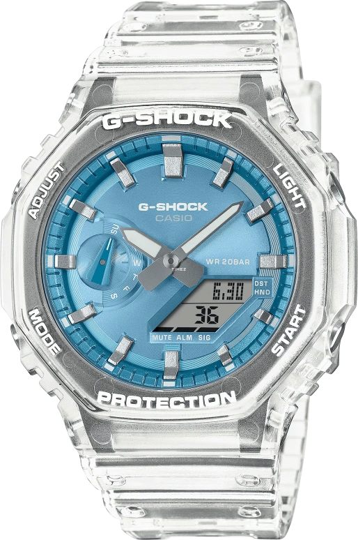 Casio,G-SHOCK 48.50x45.40mm,48.50x45.40mm,Carbon,Resin,Blue,Quartz,Countdown,Chronograph,Month,Date,Hardlex,Octagon,GA2100BM,GA2100BM-7A2