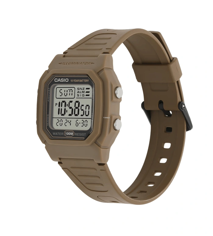 Casio,DIGITAL 44.20x36.80mm,44.20x36.80mm,Resin,Grey,Quartz,Countdown,Chronograph,Month,Date,Plexi,Square,W800H,W800H-5AV