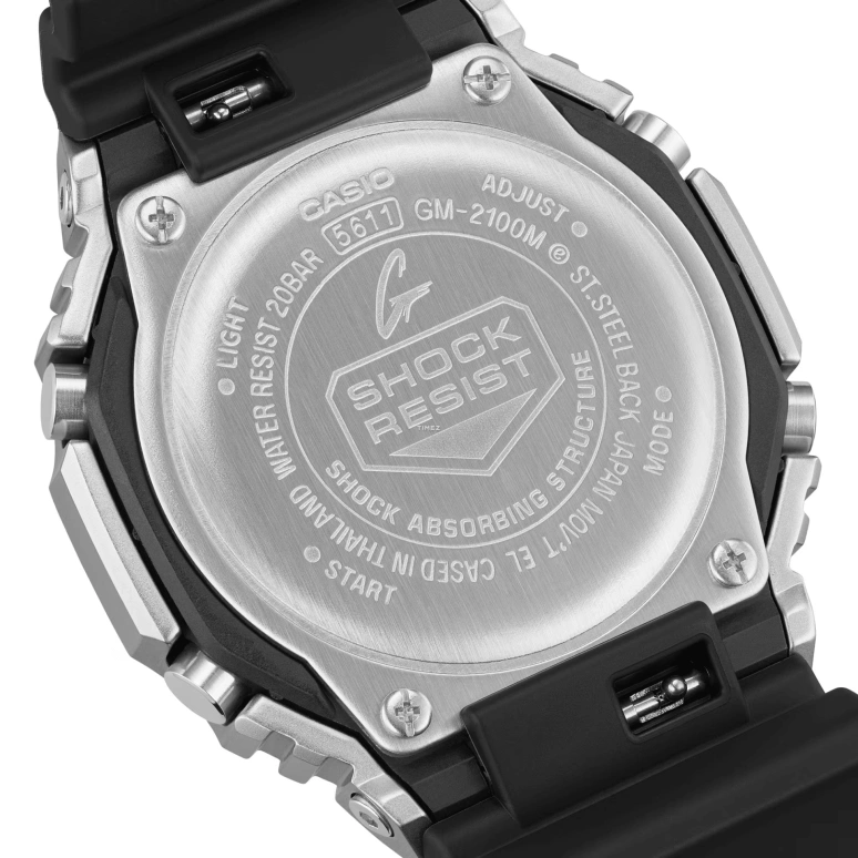 Casio,G-STEEL 49.30x44.40mm,49.30x44.40mm,Resin,Stainless Steel,Black,Quartz,Countdown,Chronograph,Month,Date,Hardlex,Octagon,GM2100M,GM2100M-1A