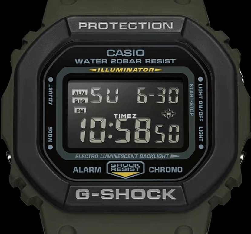 Casio,5600 48.90x43.80mm,48.90x43.80mm,Resin,Black,Quartz,Countdown,Chronograph,Month,Date,Hardlex,Square,DW5610SU,DW5610SU-3