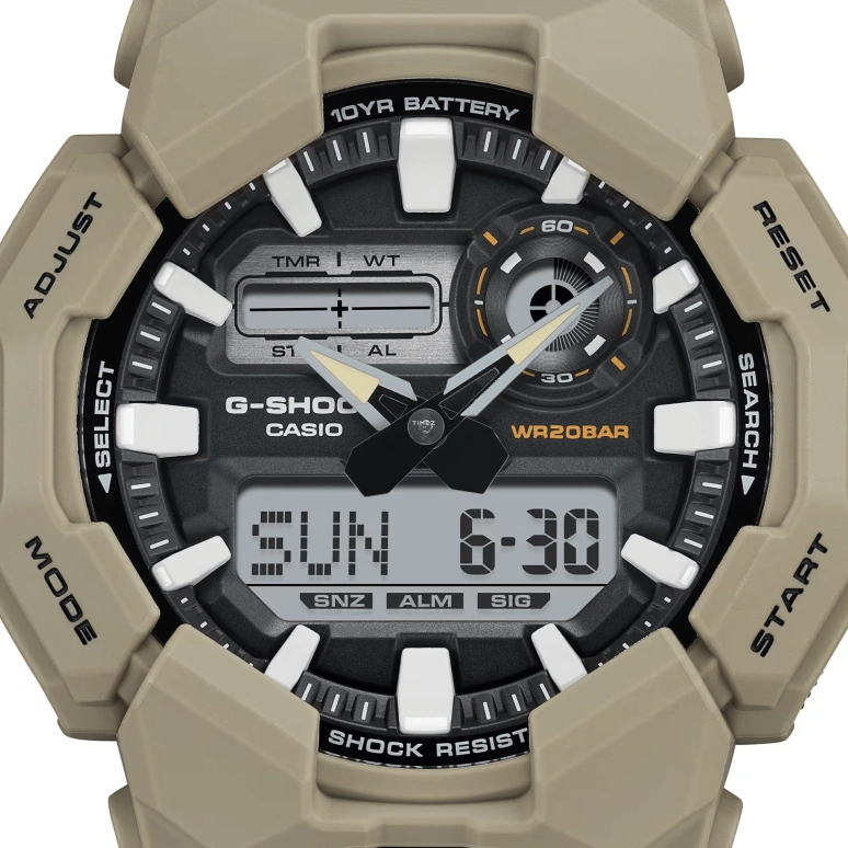 Casio,G-SHOCK 51.90mm,51.90mm,Bio-sourced,Carbon,Resin,Black,Quartz,Countdown,Chronograph,Month,Date,Hardlex,Round,GA010,GA010-5A