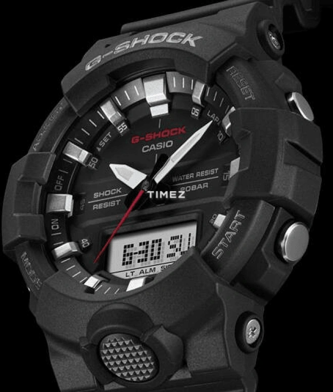 Casio,G-SHOCK 48.60mm,48.60mm,Resin,Black,Quartz,Countdown,Chronograph,Month,Date,Hardlex,Round,GA800,GA800-1A