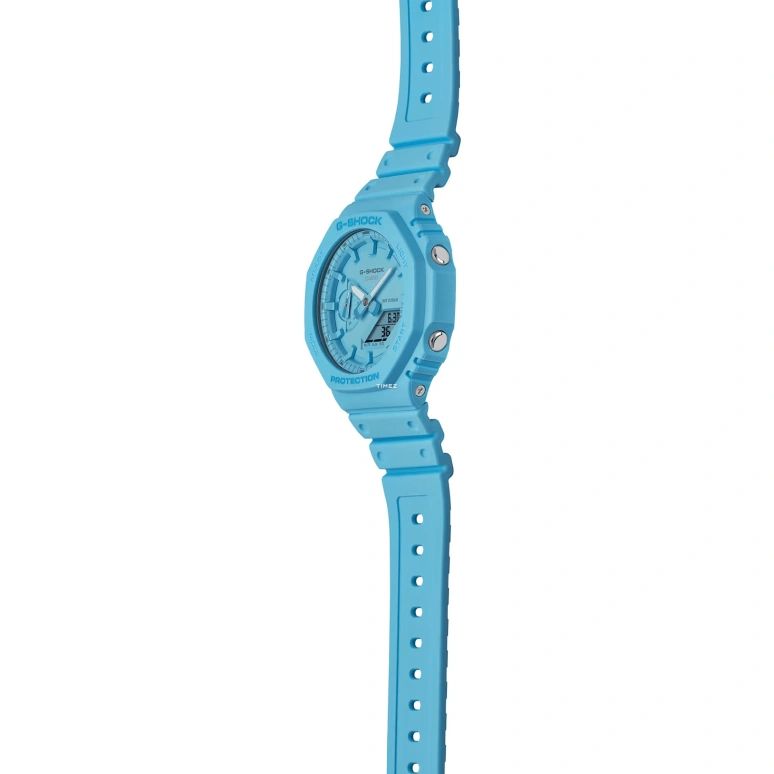 Casio,G-SHOCK 48.50x45.40mm,48.50x45.40mm,Carbon,Bio-sourced,Resin,Blue,Quartz,Countdown,Chronograph,Month,Date,Hardlex,Octagon,GA2100,GA2100-2A2