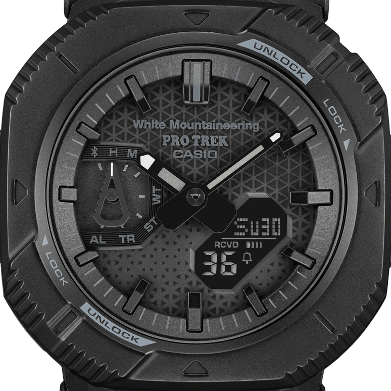 Casio,PROTREK 50.30x46mm,50.30x46mm,Resin,Bio-sourced,Black,Quartz,Countdown,Chronograph,Month,Date,Hardlex,Glass,Square,PRJB001WM,PRJB001WM-1