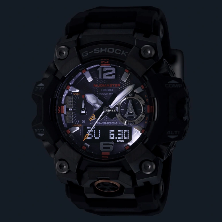 Casio,MASTER OF G - LAND 58.70x52.10mm,58.70x52.10mm,Bio-sourced,Resin,Black,Quartz,Countdown,Chronograph,Month,Date,Sapphire,Crystal Glass,Round,GWGB1000EC,GWGB1000EC-1A