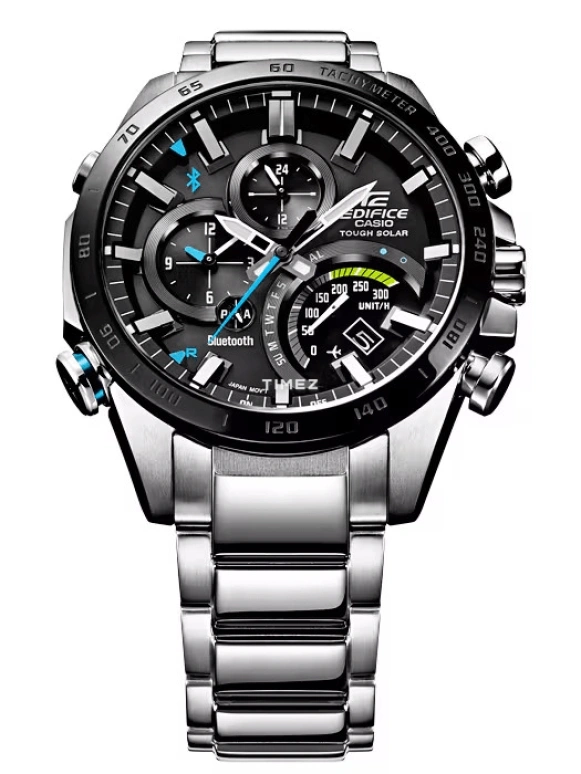 Casio,EDIFICE 48.10mm,48.10mm,Stainless Steel,Black,Quartz,Chronograph,Date,Day,Power Reserve Indicator,Hardlex,Round,EQB501XDB,EQB501XDB-1A