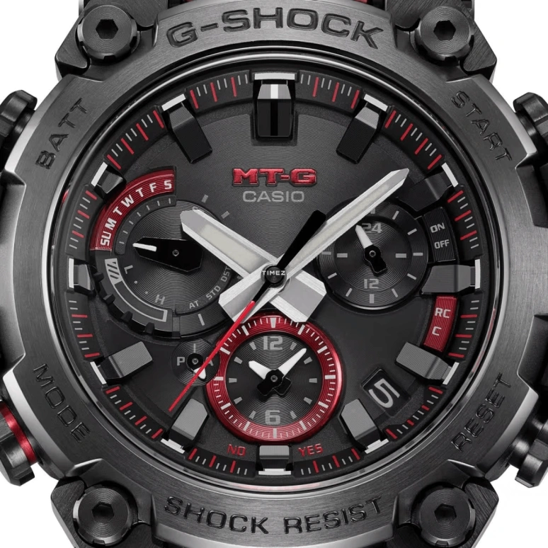 Casio,MTG 51.90x50.90mm,51.90x50.90mm,Stainless Steel,Resin,Black,Quartz,Countdown,Chronograph,Month,Date,Hardlex,Round,MTGB3000BD,MTGB3000BD-1A