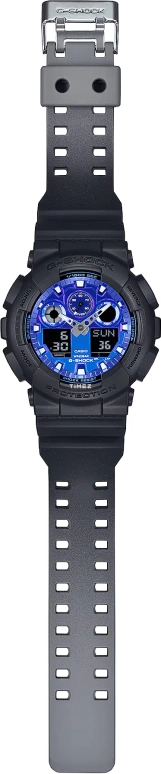 Casio,G-SHOCK 51.20mm,51.20mm,Resin,Blue,Quartz,Countdown,Chronograph,Month,Date,Hardlex,Round,GA100FL,GA100FL-1A